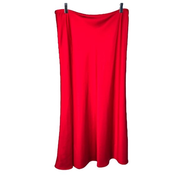 Antonio Melani Size 12 Maxi Skirt Red Liquid Smooth Retro Coquette Sexy Formal - Picture 1 of 7